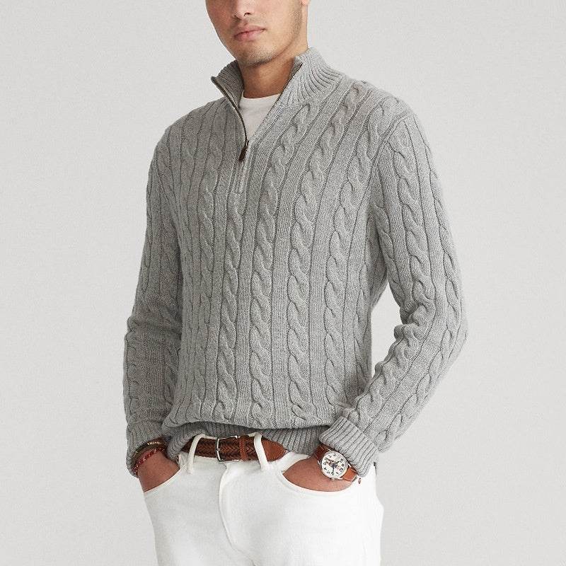 Autumn Dream Gray Suit Knitted Sweater And Light Vest With White Pants - Velora