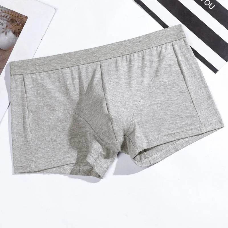 Men's Underwear Plain Cotton Boxer Short Breathable U Convex - Velora