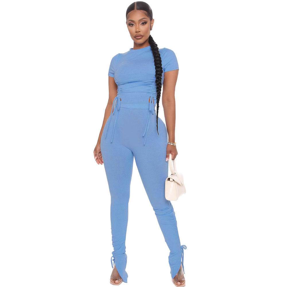 Rop Top And Pants Female Casual Matching Sets - Velora