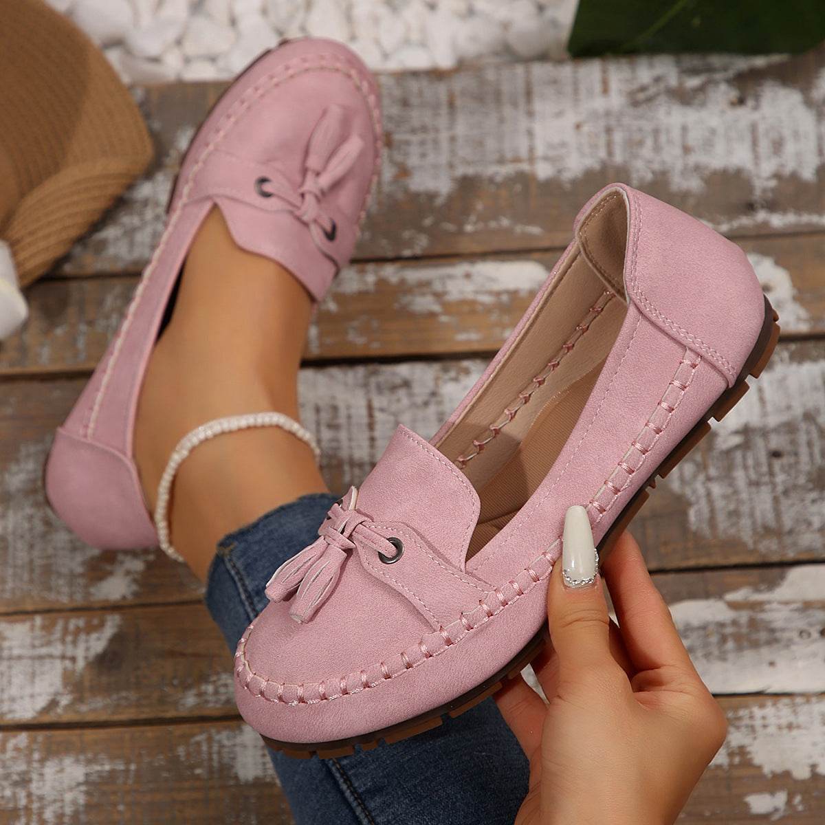 Women's Round Head Loafers Fashion Non-slip Soft Comfortable Flats Shoes - Velora