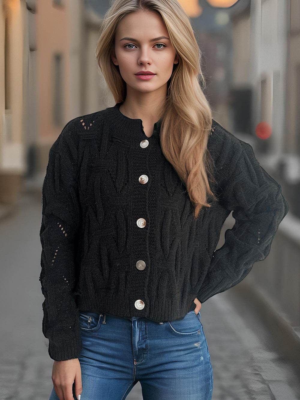 Button Knitted Cardigan Sweater Coat - Velora