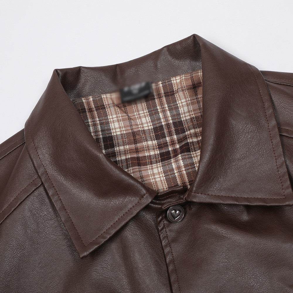 Men's Leather Coat Brand Zipper - Velora