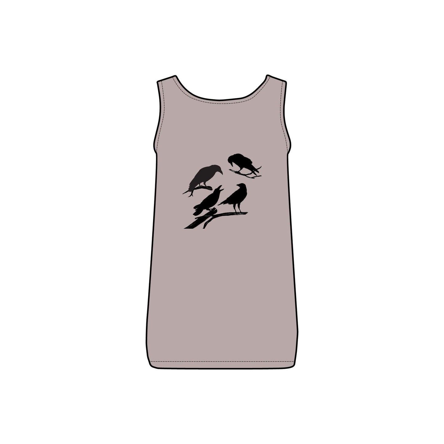 Sassy's Garage Women's Micro Ribbed Tank Top, Casual Summer Wear, Crow Graphic Tee, Trendy Vintage Style - Velora