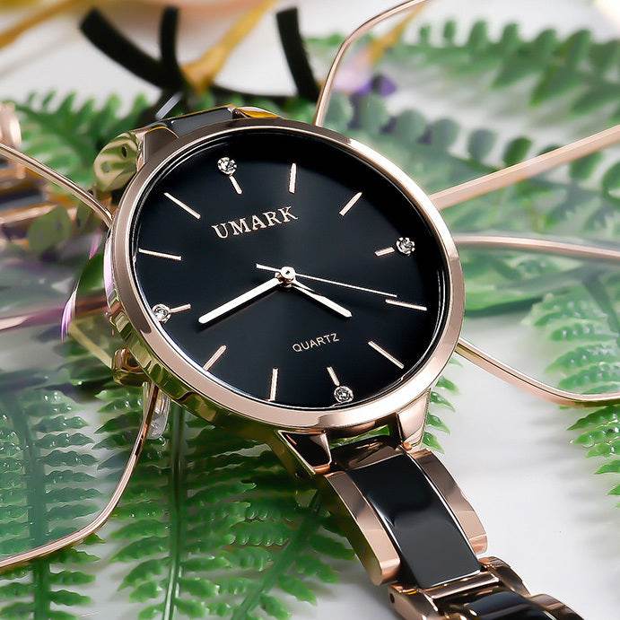 Ladies Ceramic Diamonds Waterproof Quartz Watch - Velora