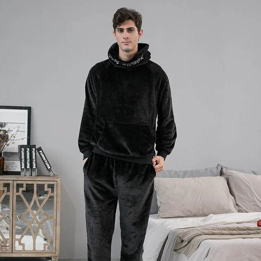 Men's Hooded Warm And Thickened Pajamas Suit - Velora