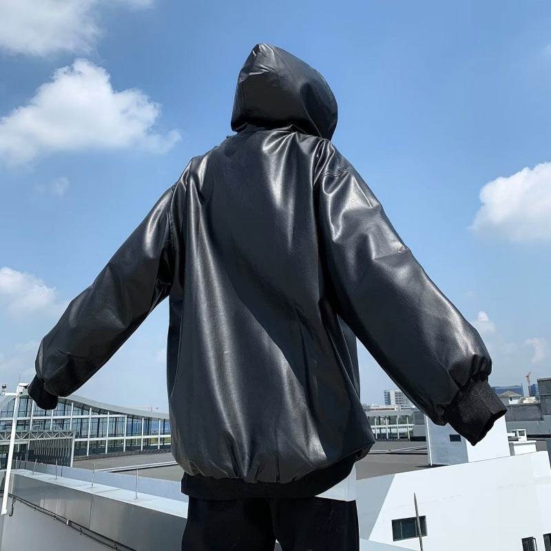 Hooded Couple Spring And Autumn Leather Jacket Coat Tide - Velora