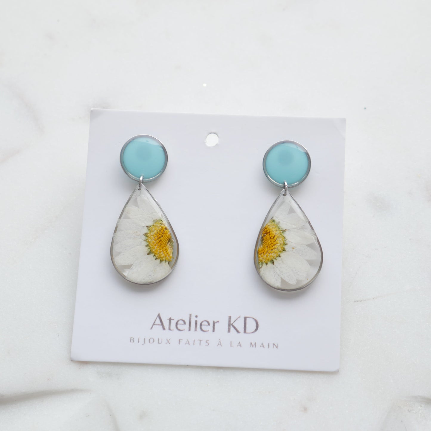 Boucles d'oreilles duo Margot blanc et bleu - goute - Velora