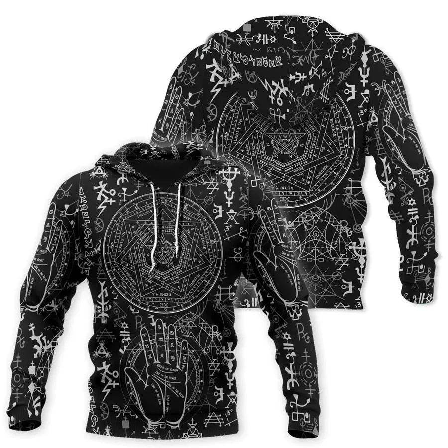 Men's Gothic Printed Street Fashion Classic Hoodie Pullover - Velora