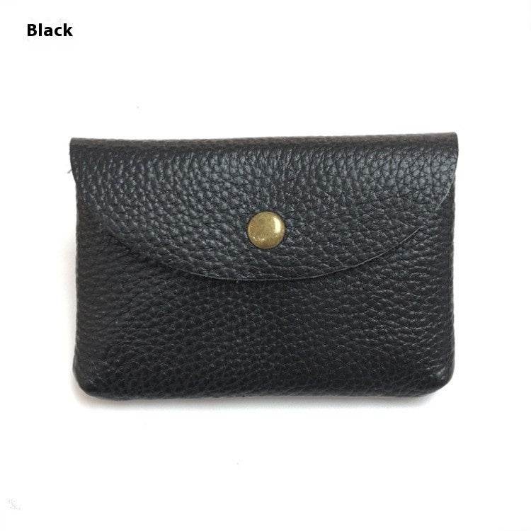 First Layer Cattlehide Leather Fashion Hidden Hook Coin Pocket Card Holder Mini-Portable - Velora