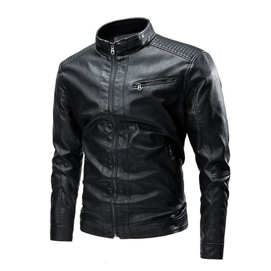 Spring And Autumn Cross-border Casual Men's Leather Clothing Stitching Motorcycle Retro Fashion Leather Jacket Coat - Velora