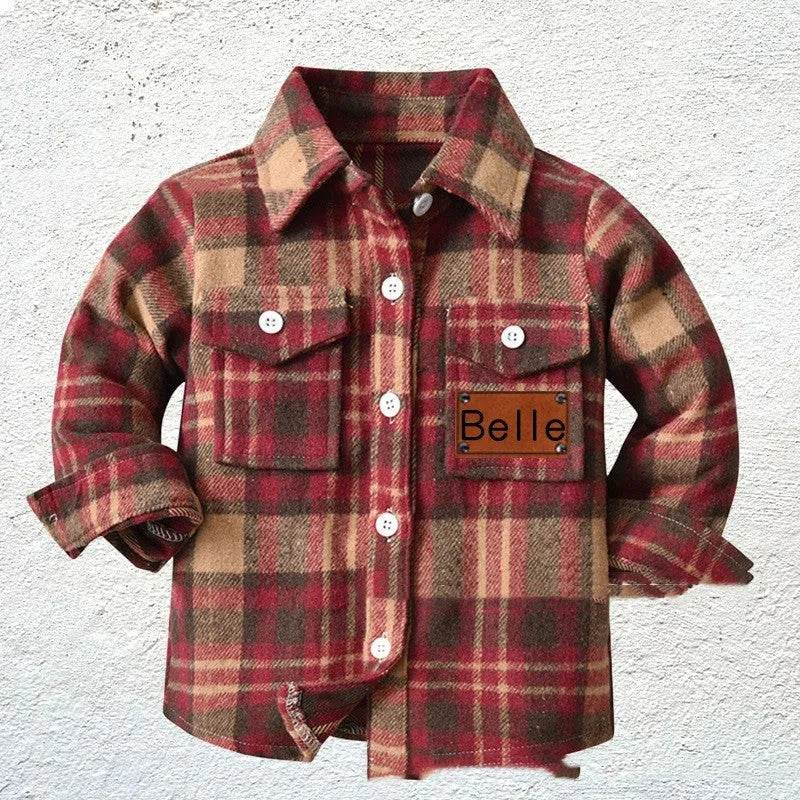 Baby Boy Cashmere Flannel Checkered button Shirt jacket kids - Velora