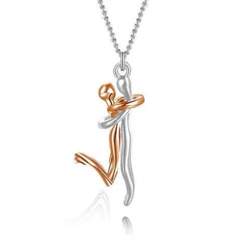 18K Love Hug Necklace Couple Anniversary Valentine's Day Gift Fashion Simple Temperament Clavicle Chain Pendant Necklace - Velora