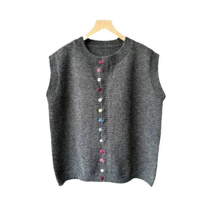 Women Sleeveless Button down Knitted Sweater Vest Cardigan - Velora
