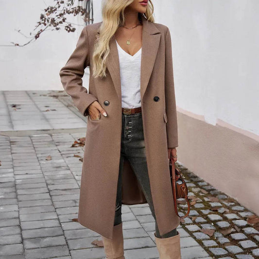 Winter Classy Lapel Trench Coat for women - Velora