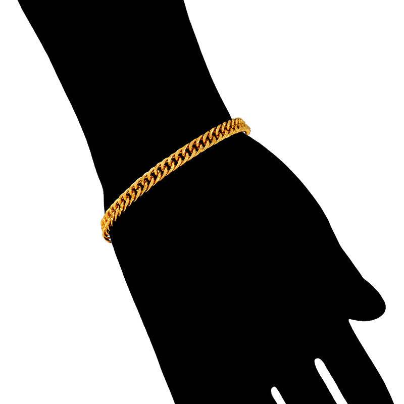 Gold-plated Copper Bracelet Men's Lady Couple Jewelry Alloy Curb Necklace - Velora