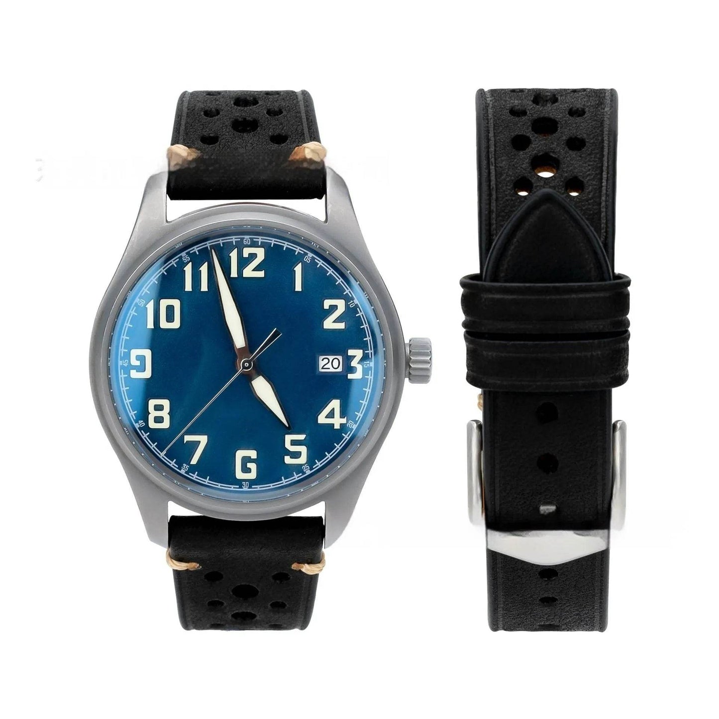 20mm Watch First Layer Cow Leather Watch Strap Retro Comfort - Velora