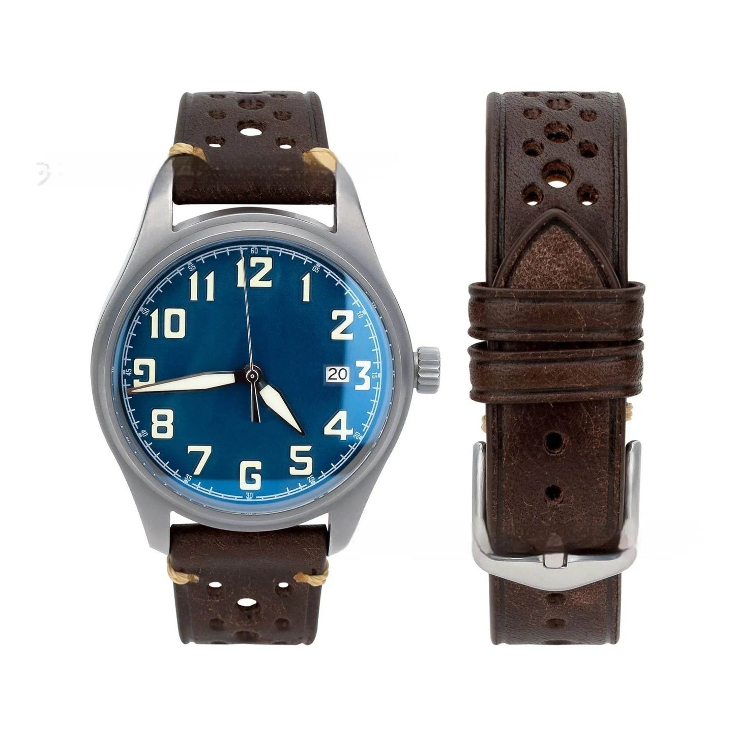 20mm Watch First Layer Cow Leather Watch Strap Retro Comfort - Velora