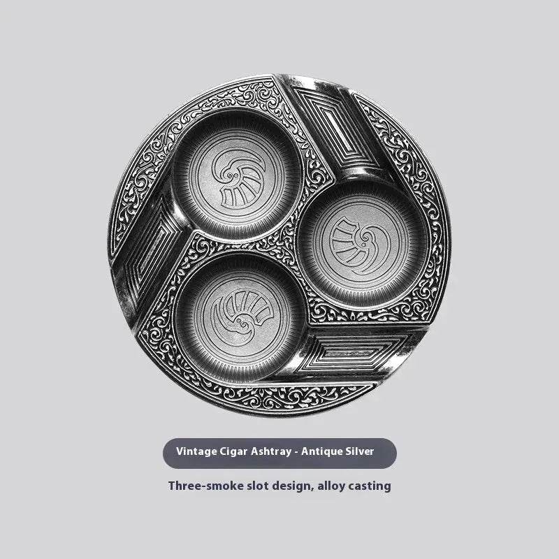Three-slot Retro Metal Easy-to-clean Cigar Ashtray - Velora