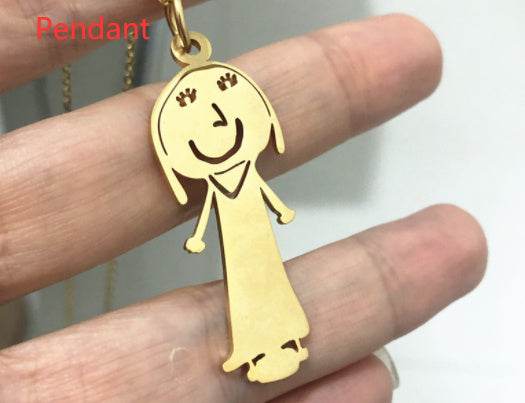 Custom Kids Drawing Painting Necklace Stainless Stee Personalized Children Artwork Pendant For Kids Mom Family Jewelry Gifts - Velora