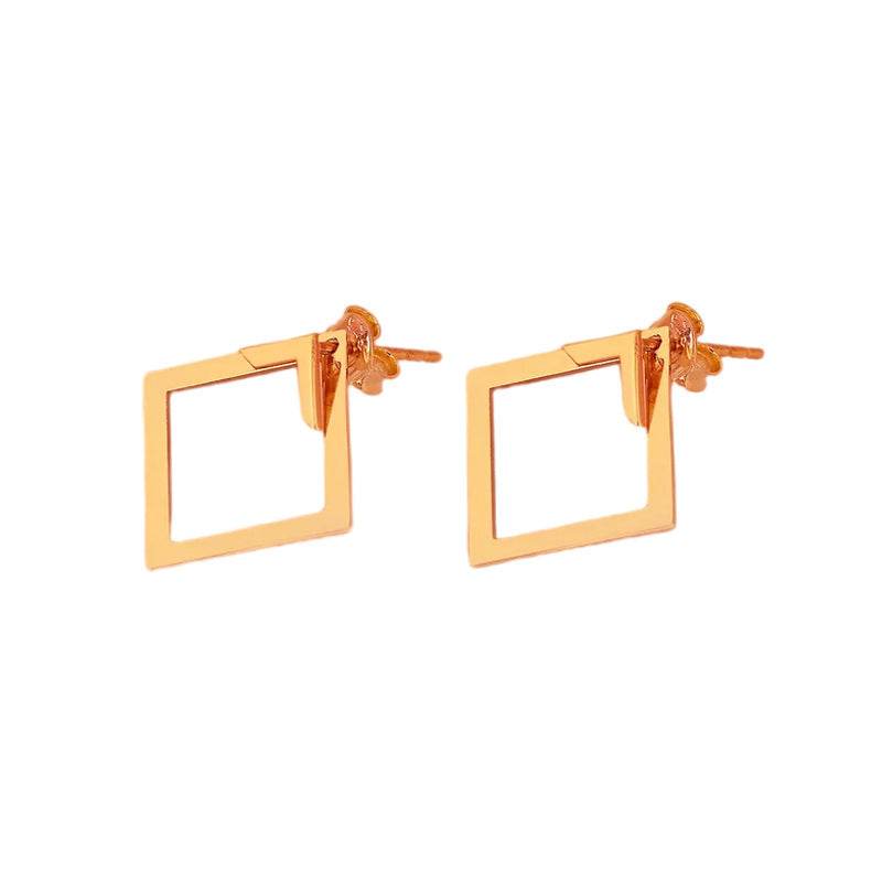 Women's Simple European And American Style Square Geometric Earrings For Women Trendy Simple Metal Ear Jewelry Accessories - Velora