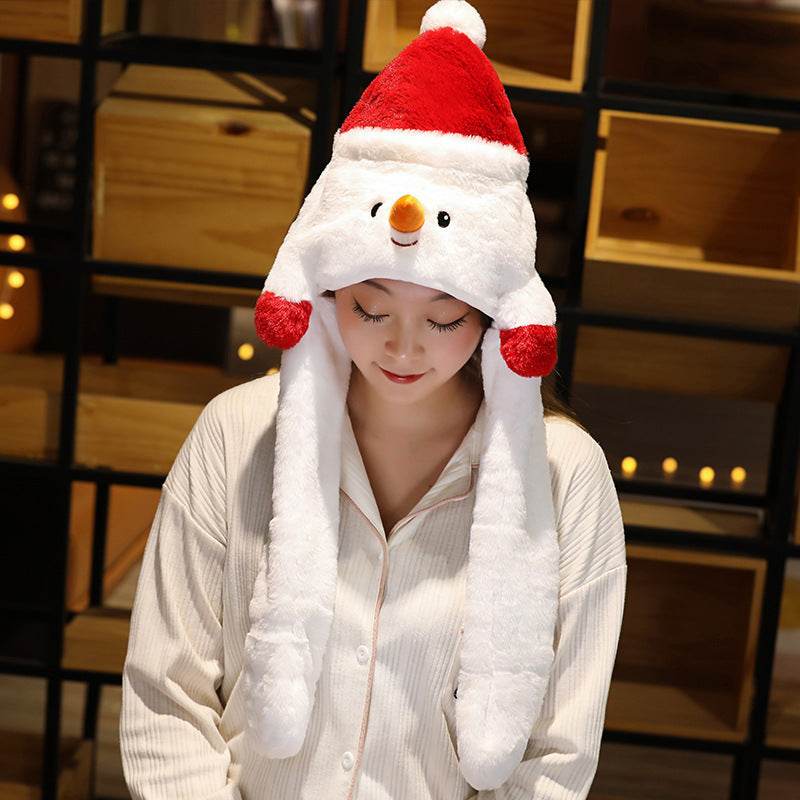 Novel Movable Christmas Hat Winter Cute Santa Claus Snowman Elk Hat - Velora