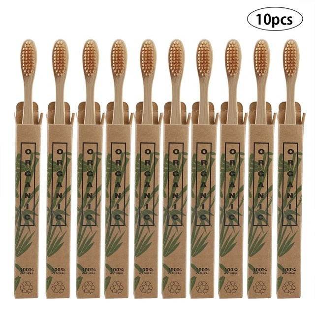 10pcs Bamboo toothbrushes - Velora
