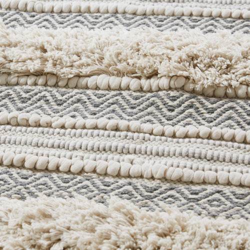 Woven Texture Stripe Bath Rug Grey 20x32 - Velora