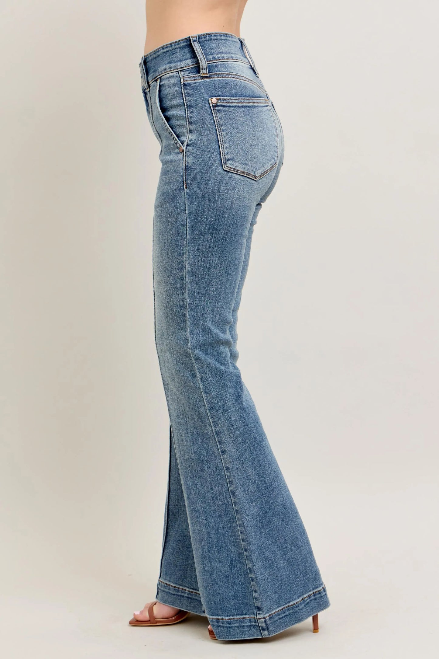 Judy Blue Full Size High-Waist Flare Denim Jeans with Front Seam Detail Plus Size - Velora