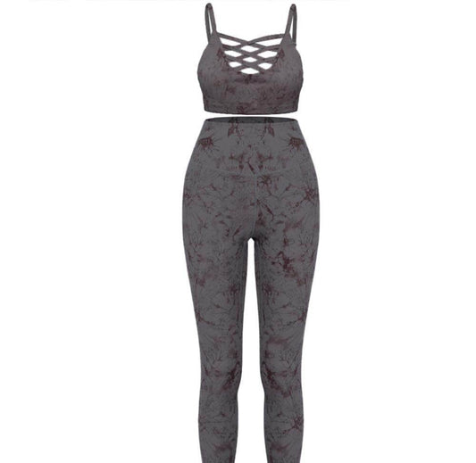 Summer Tie Dye Yoga Sets Sexy Shockproof Bra Push Up Women's Leggings - Velora