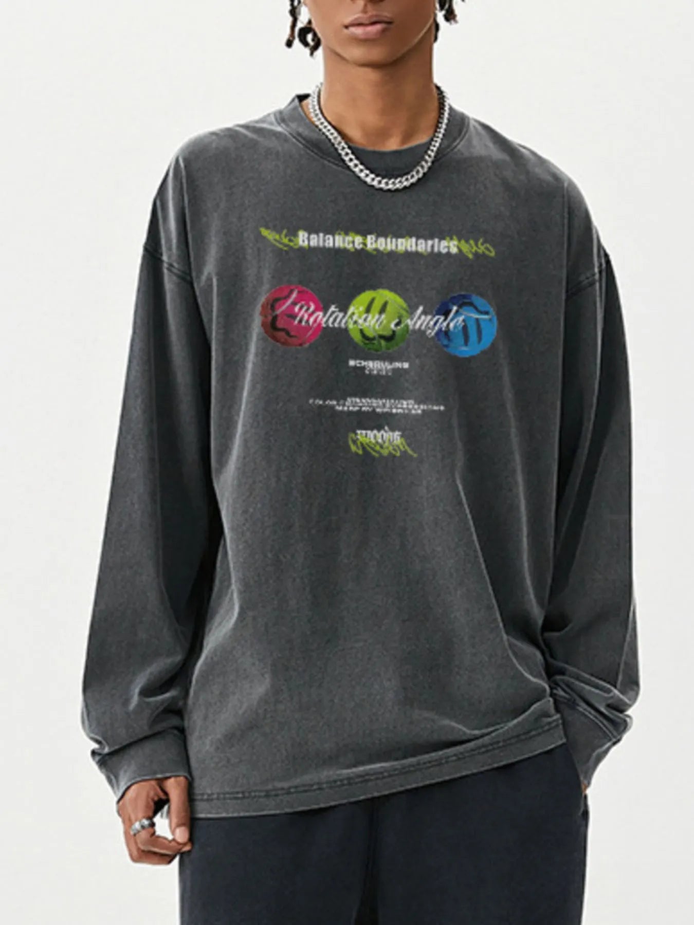Men's Graphic Round Neck Long Sleeve T-Shirt - Velora