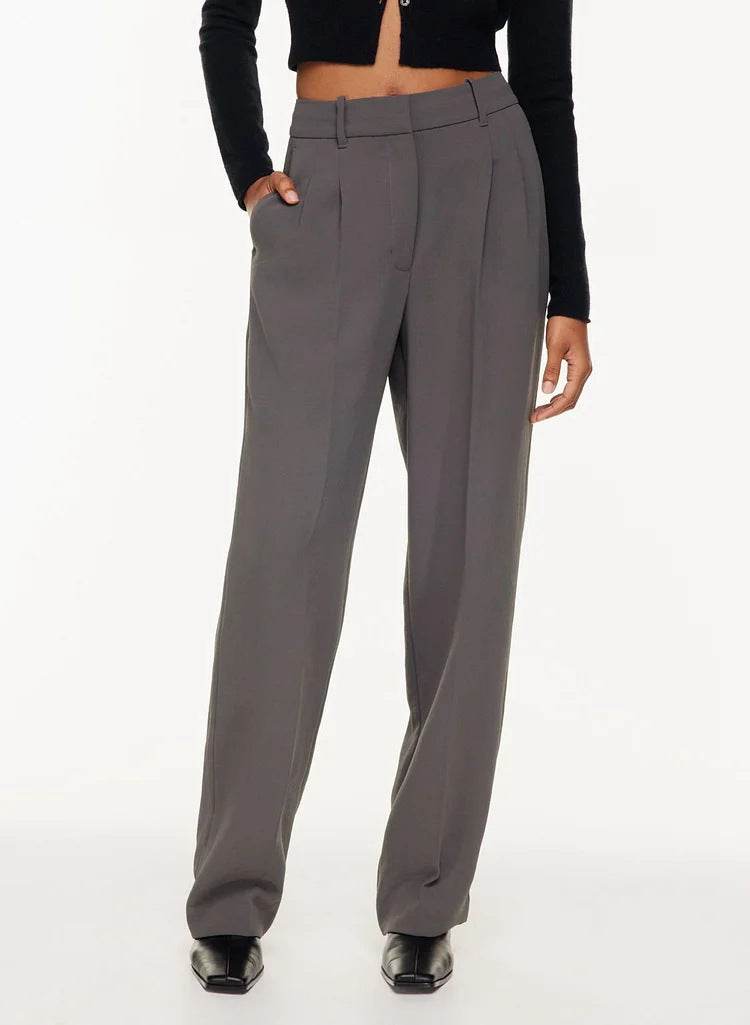 High Waist Straight Trousers With Pockets Wide Leg Casual Pants For Women - Velora