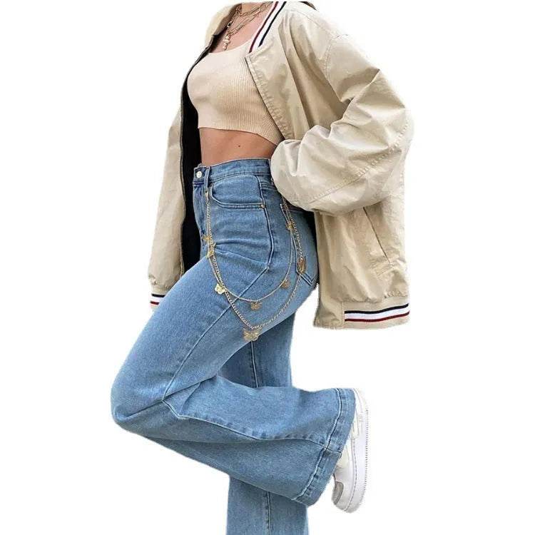 Women's Jeans Mid-rise Blue Commuter Bootcut Pants - Velora