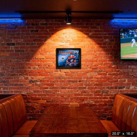 Ryan Nugent-Hopkins 16x20 PhotoGlass Frame with Authentic NHL Game-Used Net – Edmonton Oilers