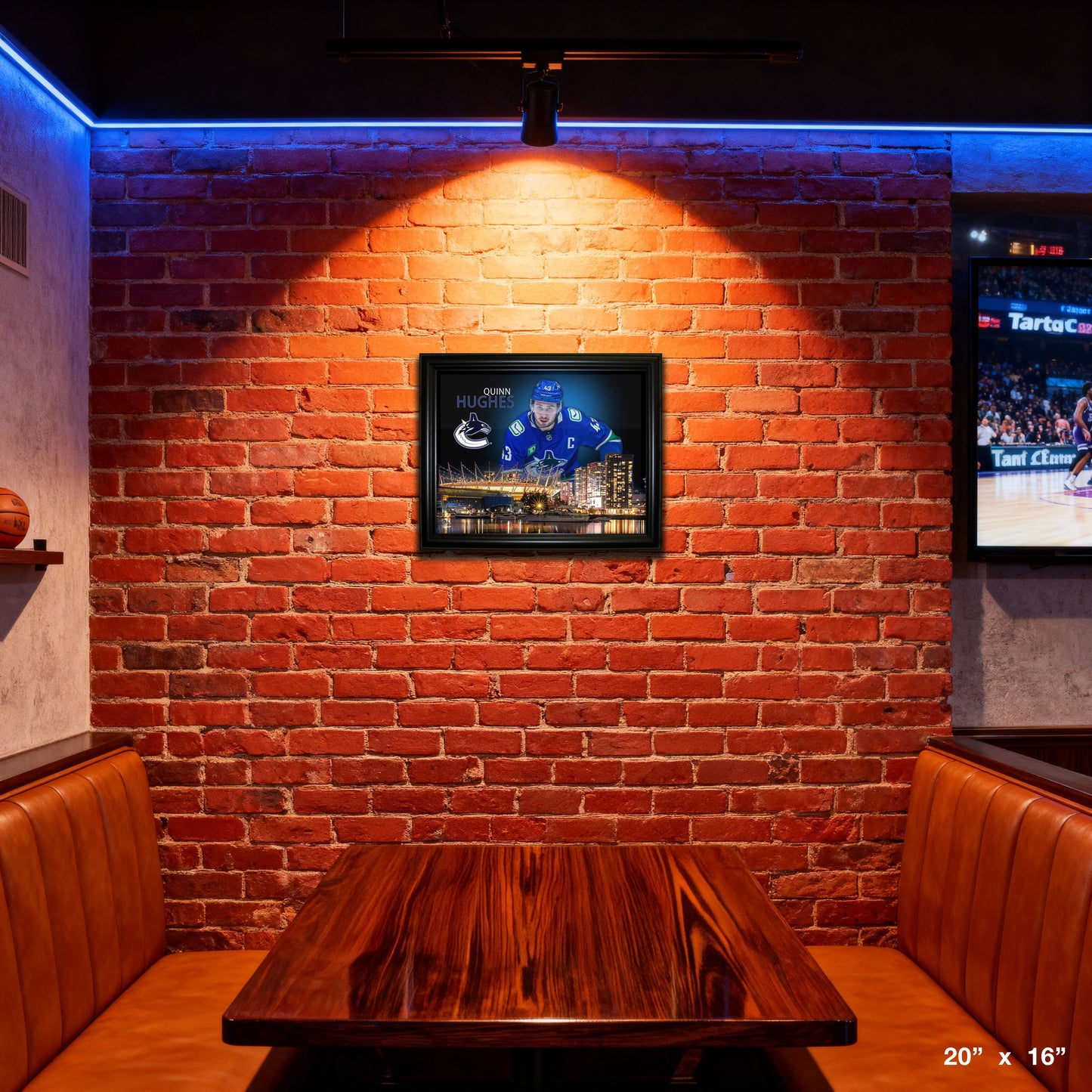 Quinn Hughes 16x20 Framed Skyline Print Vancouver Canucks