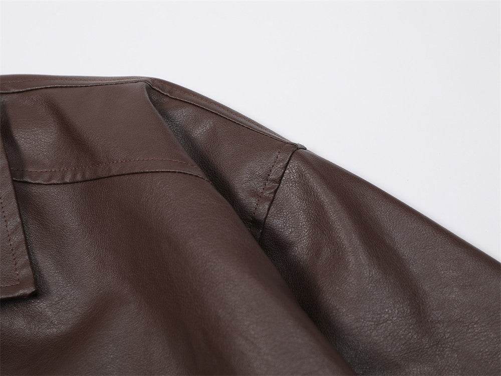 Men's Leather Coat Brand Zipper - Velora