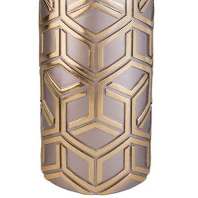 22 Tall Polyresin Decorative Vase, Weave Rose Gold Design - Velora