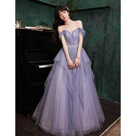 Banquet Evening Purple Annual Meeting Host Performance Dress - Velora