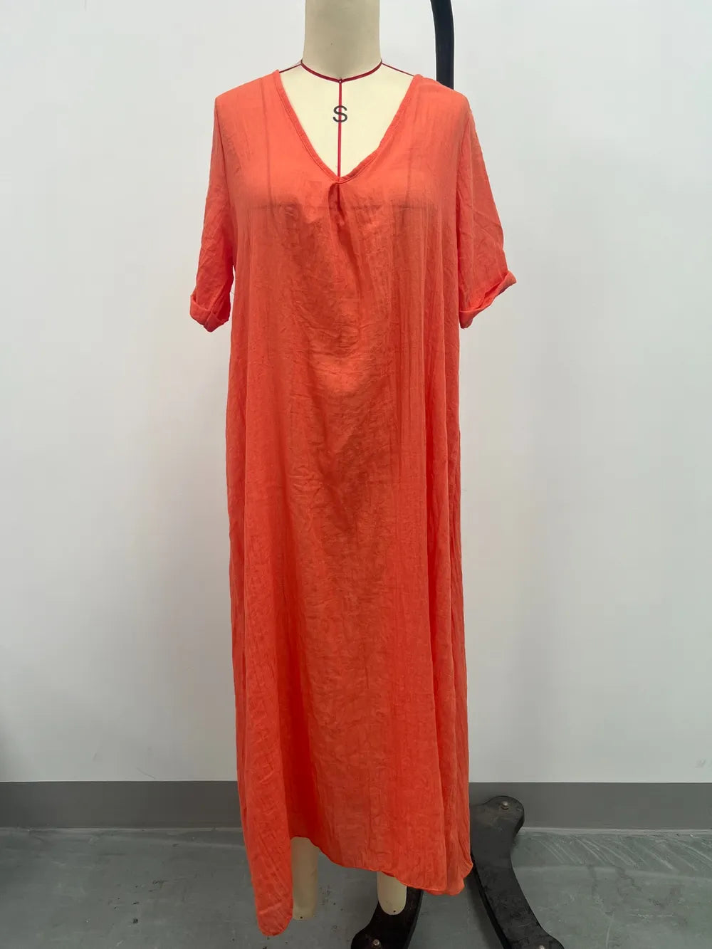 Full Size V-Neck Short Sleeve Midi Dress Plus Size - Velora