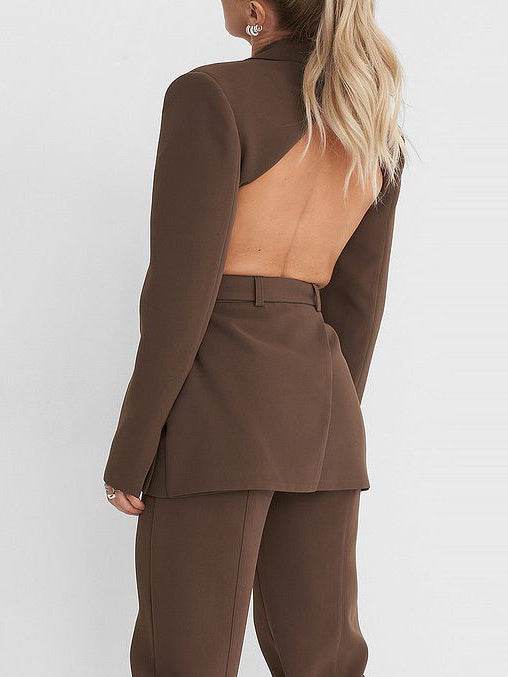 Cutout Open Back Lace-up Blazer - Velora