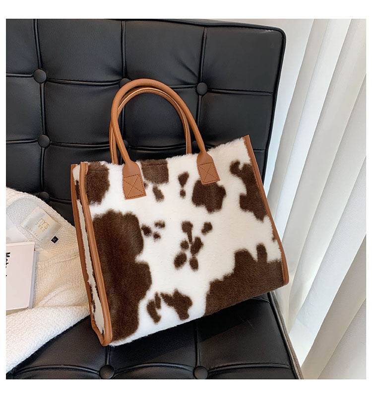 Leopard Animal Skin Large-capacity Handbag Fashion Western Plush