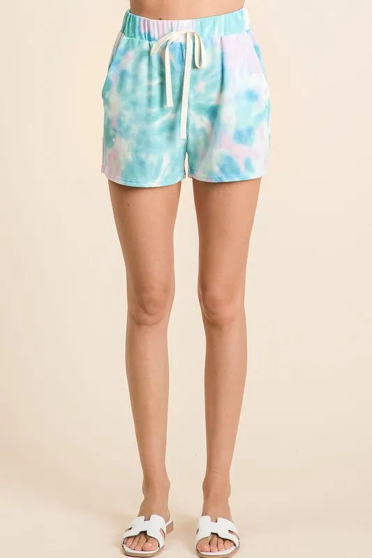 BiBi Tie Dye Print Casual Shorts with Twill - Velora
