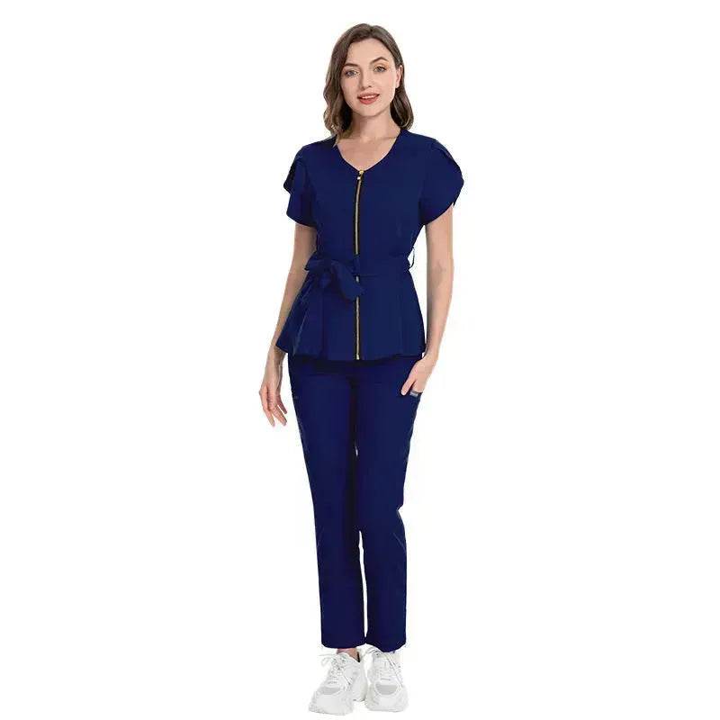 Nurse Lace-up Waist Retraction Surgical Gowns Female Separate Suit Hospital Short Sleeve Brush Hand Clothes Hand Washing Clothes - Velora