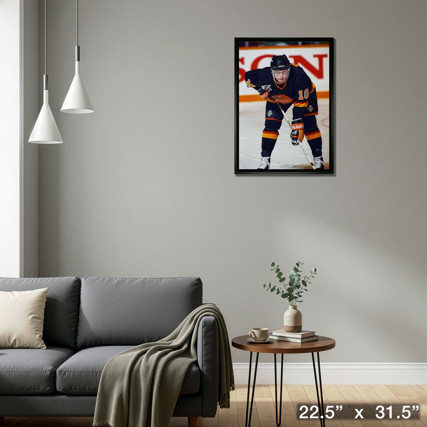 Pavel Bure 20x29 Framed Canvas Canucks Face-Off-V