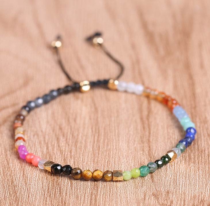 12 Constellation Lucky Stone 3MM Seven Chakra Bracelet - Velora