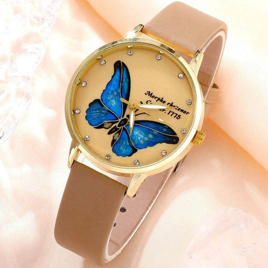J5pcsset All-match Fashion Butterfly Women's Belt Watch Suit - Velora