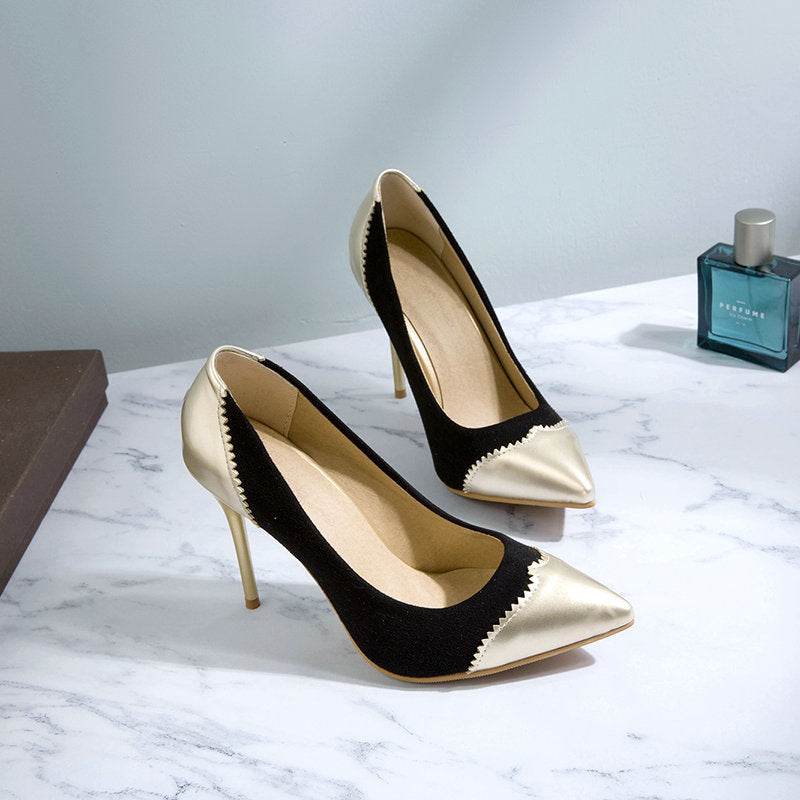 Low stiletto suede patent leather shoes - Velora