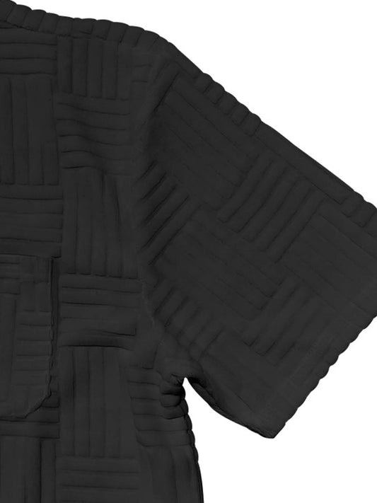 Men's Full Size Button Up Short Sleeve Top and Shorts Set Plus Size - Velora