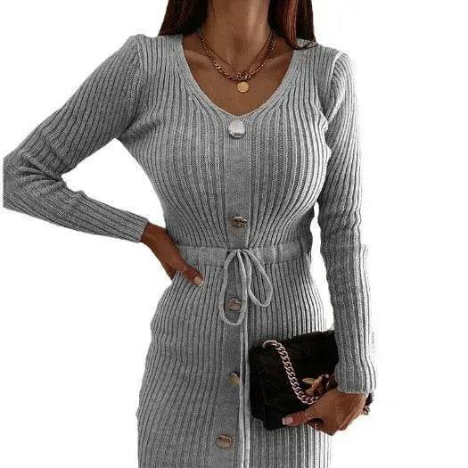 Autumn Winter Cashmere Slim fit Knitted Mini Sweater Dress - Velora