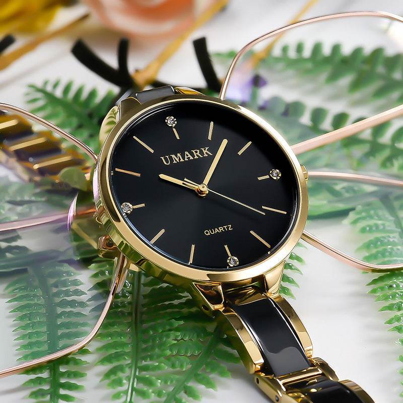 Ladies Ceramic Diamonds Waterproof Quartz Watch - Velora