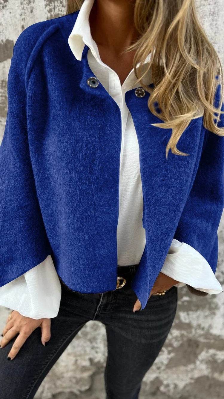 Women's Batwing Sleeve Cardigan Autumn And Winter Loose Short Cashmere Long Sleeve Coat - Velora